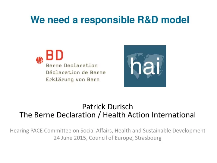we need a responsible r d model