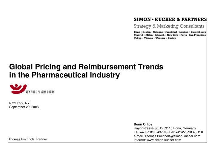 global pricing and reimbursement trends in the