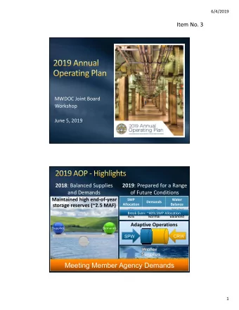 Meeting Member Agency Demands  1  6/4/2019  Adheres to the Administrative Code  Provides a