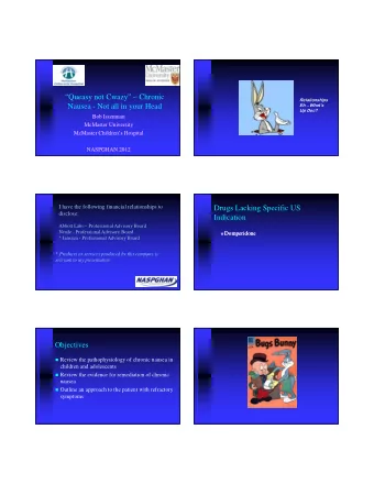 Queasy not Cwazy  Chronic  Relationships  EhWhats  Nausea Not all in your Head