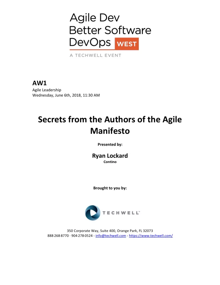 secrets from the authors of the agile manifesto