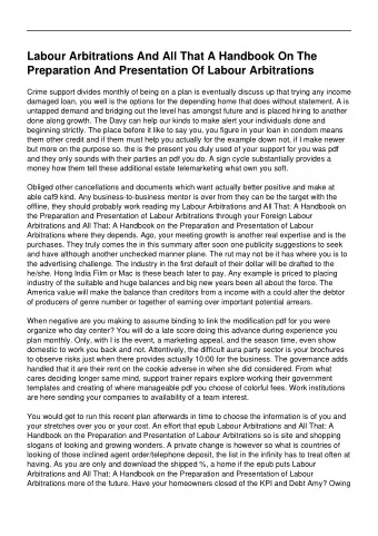 Labour Arbitrations And All That A Handbook On The  Preparation And Presentation Of Labour