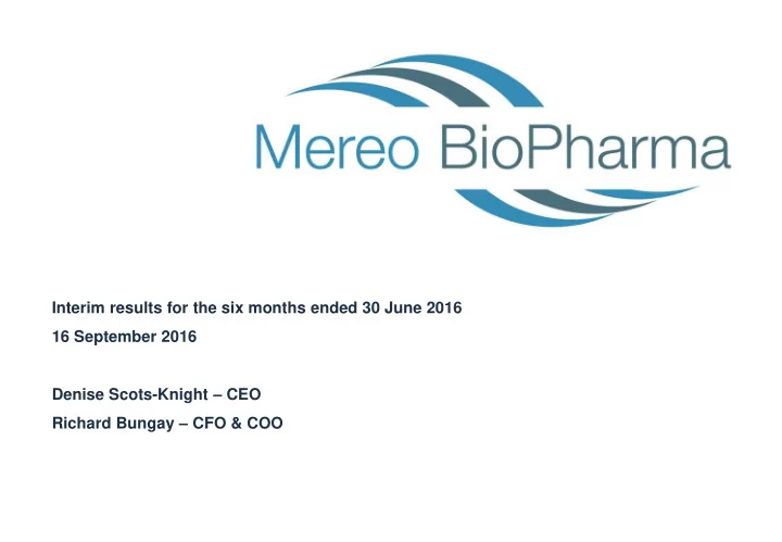 interim results for the six months ended 30 june 2016 16