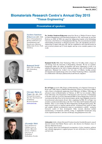 Biomaterials Research Centres Annual Day 2015  &quot;Tissue Engineering&quot;  Presentation of