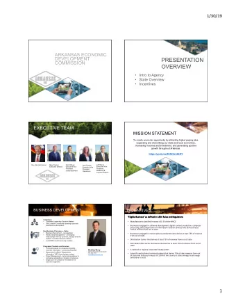 PRESENTATION  COMMISSION  OVERVIEW  Intro to Agency  State Overview  Incentives  EXECUTIVE