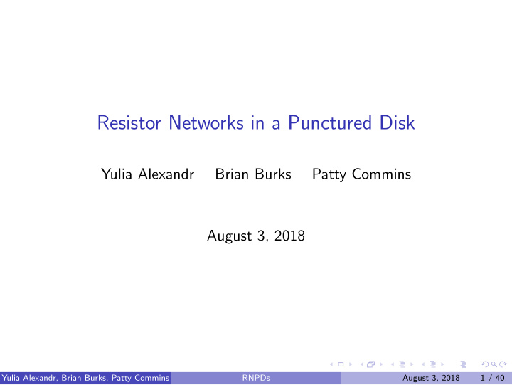 resistor networks in a punctured disk