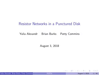 Resistor Networks in a Punctured Disk  Yulia Alexandr  Brian Burks  Patty Commins  August 3, 2018