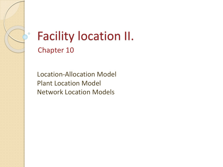 facility location ii