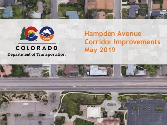 Hampden Avenue  Corridor Improvements  May 2019  Background  Hampden Avenue Corridor Study (2018)