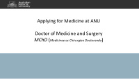 applying for medicine at anu doctor of medicine and