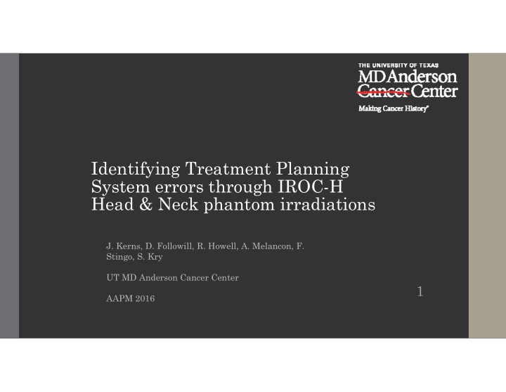 identifying treatment planning system errors through iroc