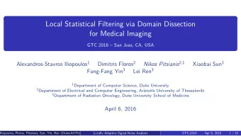 Local Statistical Filtering via Domain Dissection  for Medical Imaging  GTC 2016  San Jose, CA,