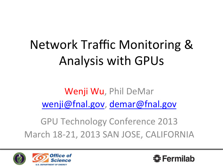 network traffic monitoring analysis with gpus