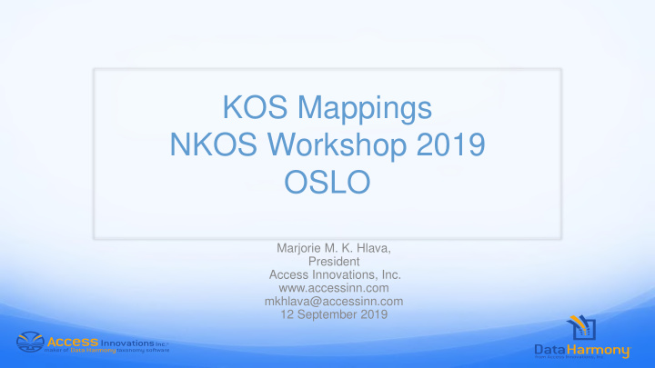 nkos workshop 2019