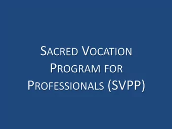 What is the Sacred Vocation Program?  A personal transformation program that is based  on the