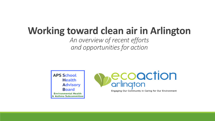 working toward clean air in arlington