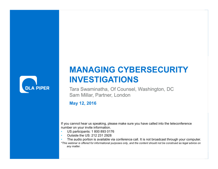 managing cybersecurity investigations