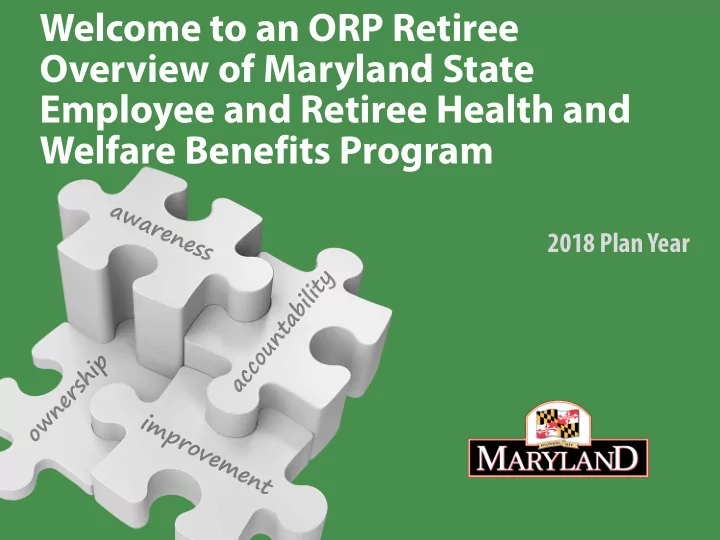 welcome to an orp retiree overview of maryland state