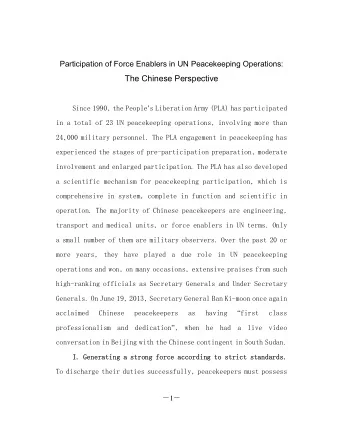 The Chinese Perspective  Since  1990,  the People  s  Liberation  Army  (PLA)  has  participated