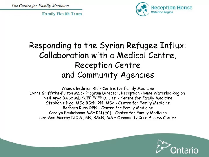 responding to the syrian refugee influx