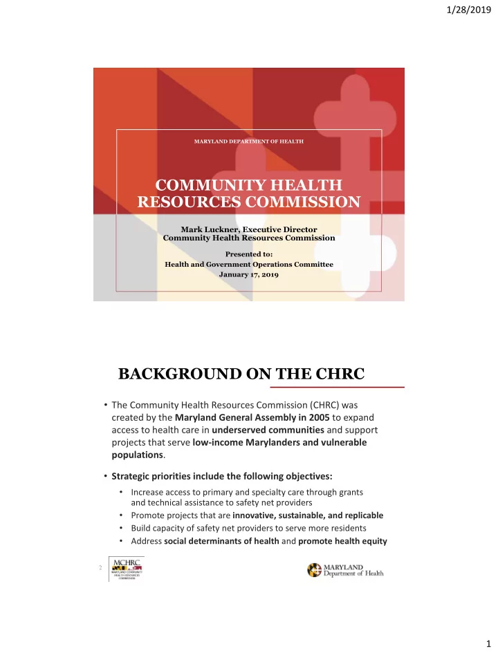 community health resources commission
