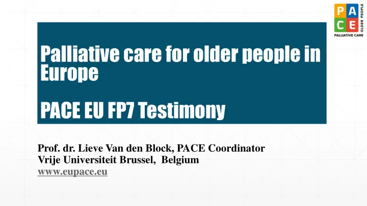 palliative care for older people in
