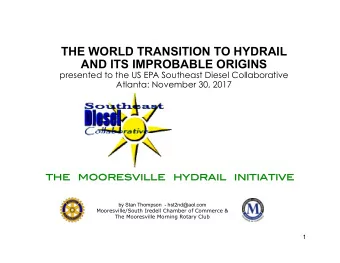 THE   MOORESVILLE   HYDRAIL   INITIATIVE THE   MOORESVILLE   HYDRAIL   INITIATIVE   by Stan