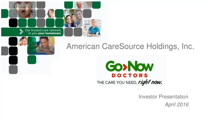 american caresource holdings inc