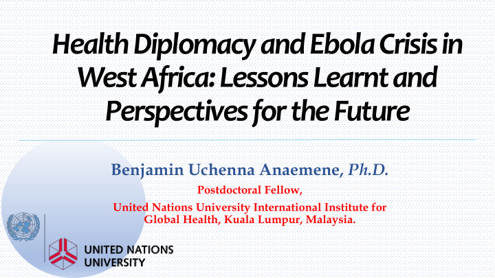 health diplomacy and ebola crisis in