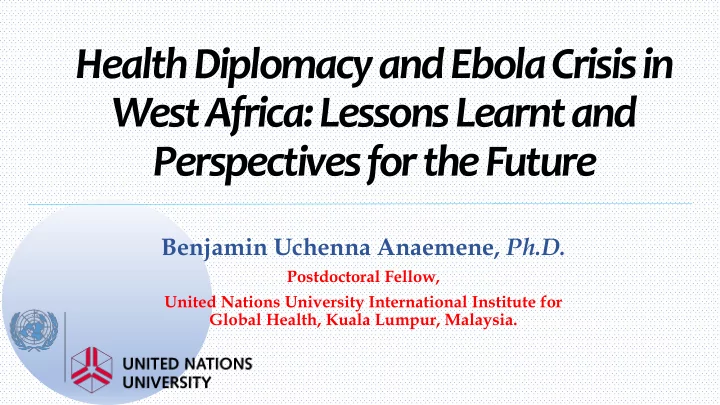health diplomacy and ebola crisis in