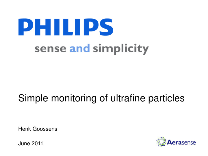 simple monitoring of ultrafine particles