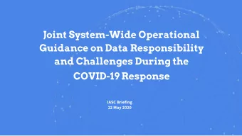 COVID-19 Response  IASC Briefing  22 May 2020  UNHCRs  experience  advancing Data