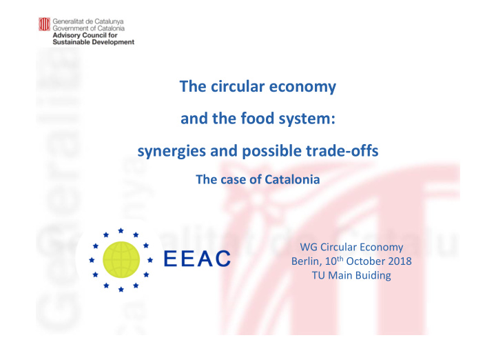 the circular economy and the food system synergies and
