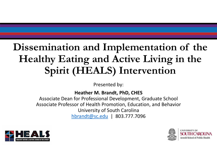 dissemination and implementation of the healthy eating