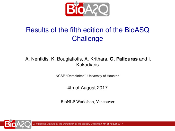 results of the fifth edition of the bioasq challenge