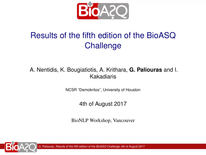 results of the fifth edition of the bioasq challenge