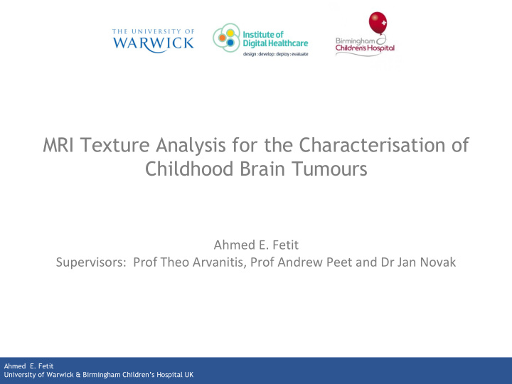 mri texture analysis for the characterisation of