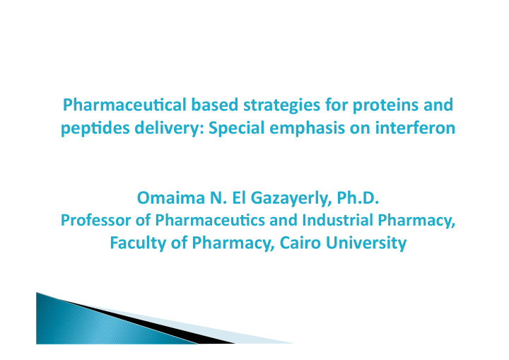 pharmaceu cal based strategies for proteins and pep des