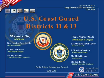 U.S. Coast Guard  Districts 11 &amp; 13  11th District (D11)  13th District (D13)  (California)