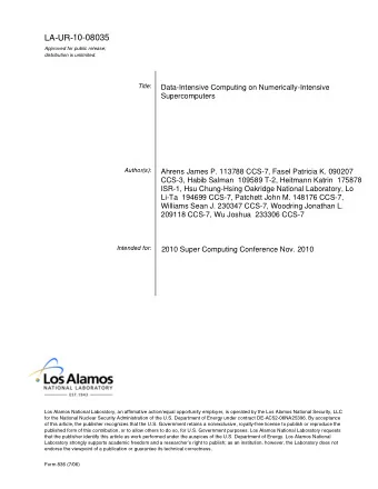 10-08035  LA-UR-  Approved for public release;  distribution is unlimited.  Title:  Data-Intensive