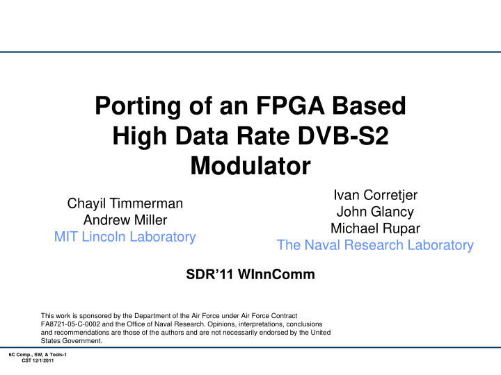 porting of an fpga based