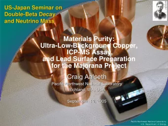 Materials Purity:  Ultra-Low-Background Copper,  ICP-MS Assay,  and Lead Surface Preparation  for