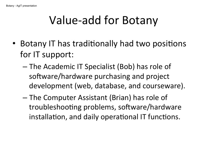 value add for botany
