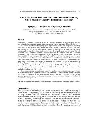 Efficacy of Two ICT-Based Presentation Modes on Secondary  School Students Cognitive Performance