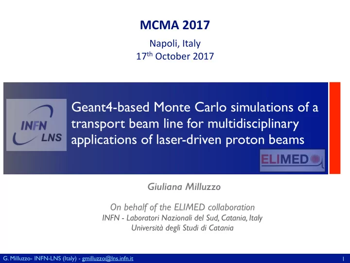 geant4 based monte carlo simulations of a transport beam