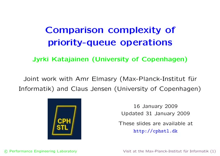 comparison complexity of priority queue operations