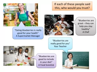 If each of these people said  this, who would you trust?  Blueberries are great  they can