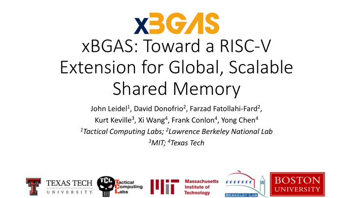 xbgas toward a risc v extension for global scalable