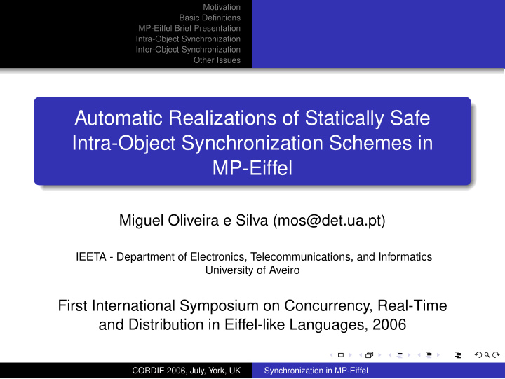 automatic realizations of statically safe intra object