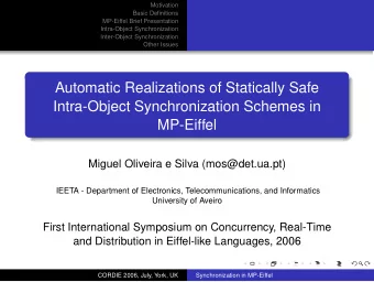 Automatic Realizations of Statically Safe  Intra-Object Synchronization Schemes in  MP-Eiffel
